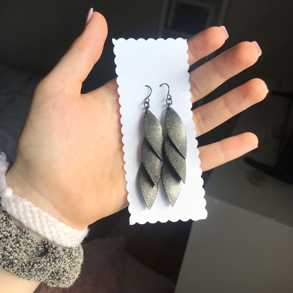 Black Sparkling Dangly Earrings